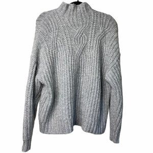 AERIE Mock Neck Wool Blend Chunky Knit Sweater M